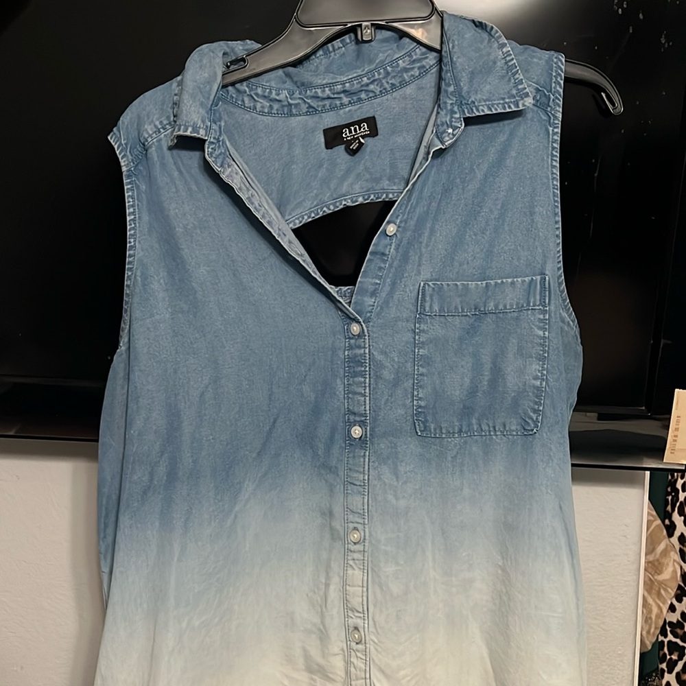 Two tone denim top